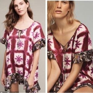 NWT Anthropologie E by Eloise Shibori Blooms Ruffle Dress